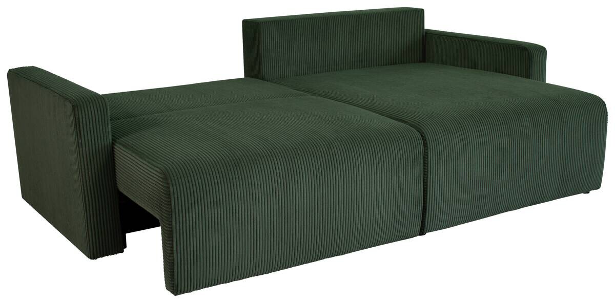 Ecksofa mit Bettfunktion und Bettkasten grün Microfaser B/H/T: ca. 227x92x146 cm