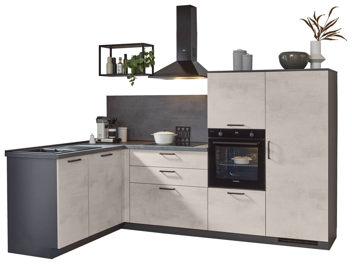 nobilia Winkelküche Riva Weißbeton Nachbildung B/L: ca. 170x275 cm