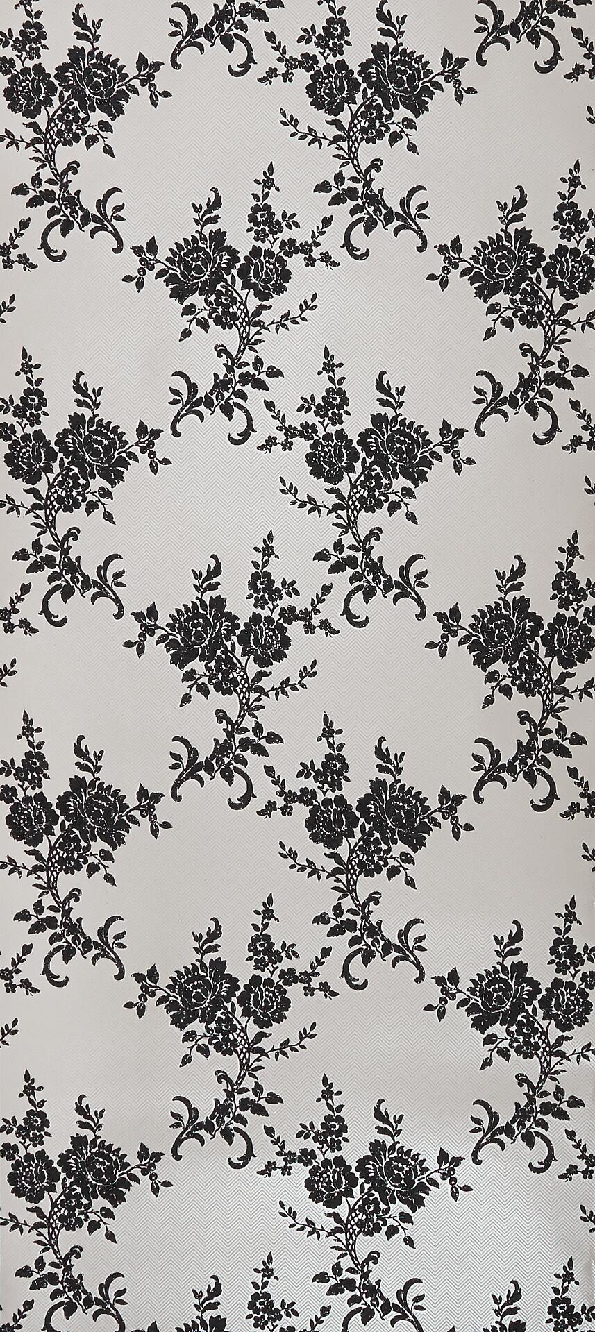 Vinyltapete Blumenranke weiß B/L: ca. 53x1005 cm