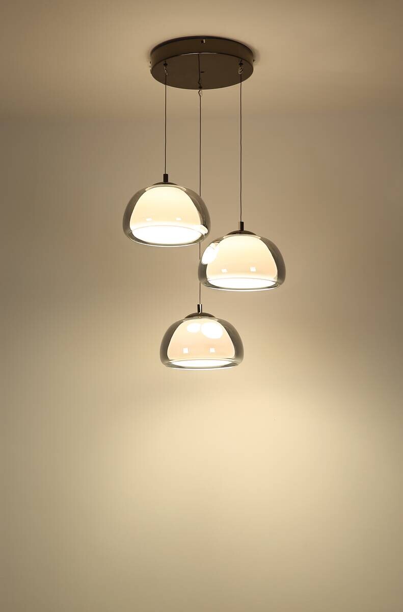 GLOBO Hängeleuchte Chrom schwarz Glas Metall B/H/L: ca. 53x25,5x57 cm