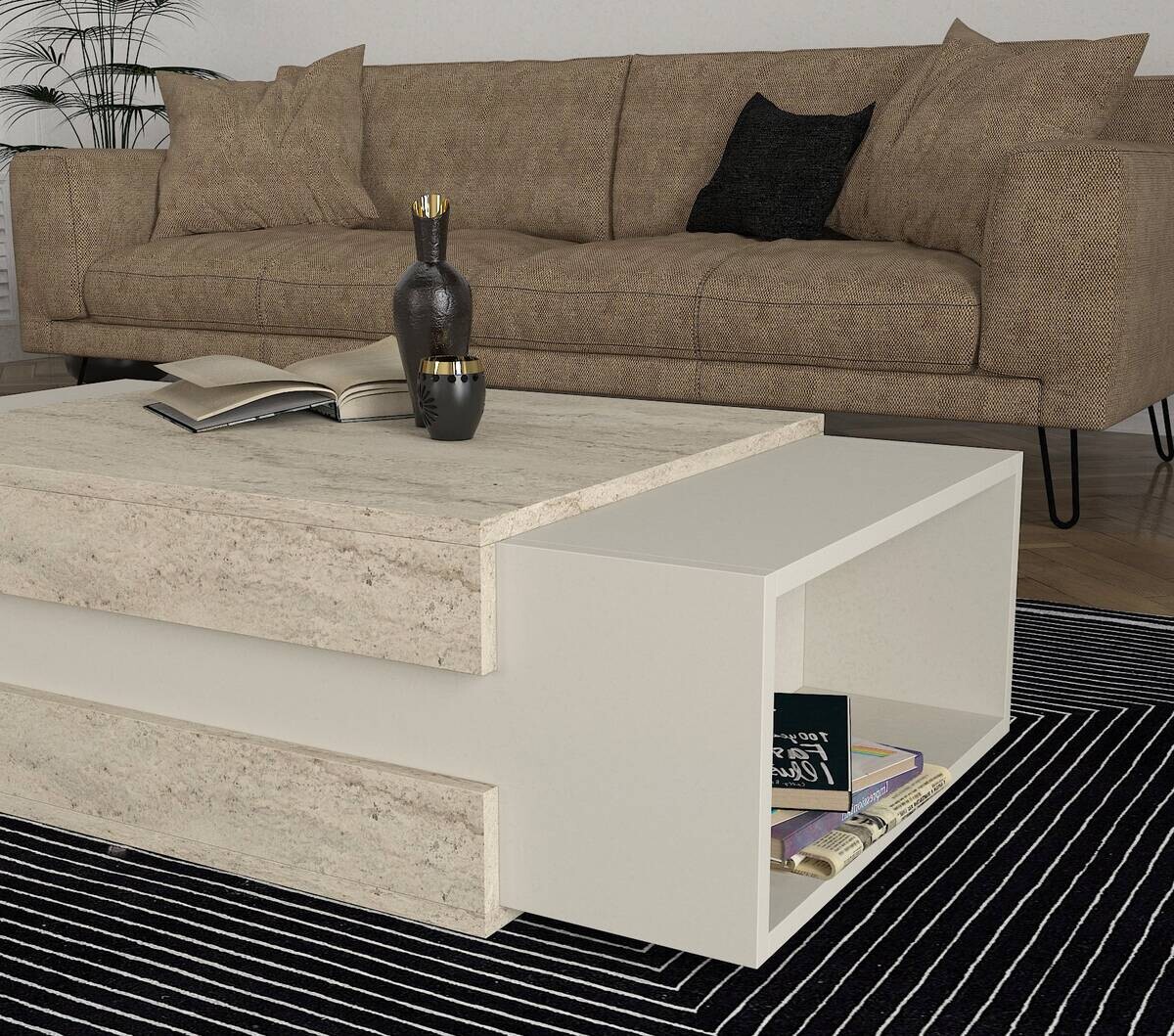 moebel17 Couchtisch Nora beige granit Spanplatte B/H/T: ca. 110x57x31 cm