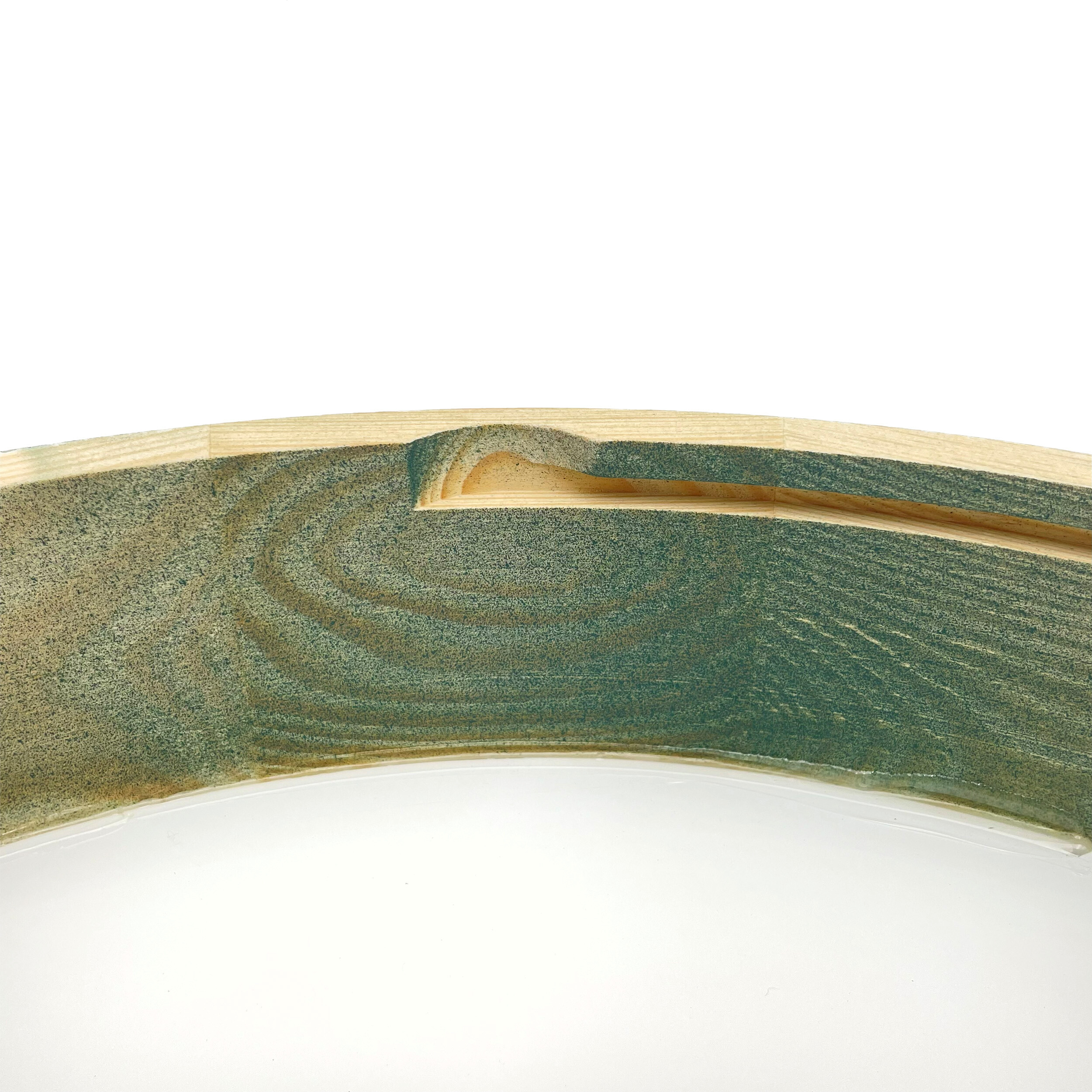 Lamkur Deckenleuchte grün hellbraun Holz Glas B/H/L: ca. 38x38x10 cm 2 Brennstellen