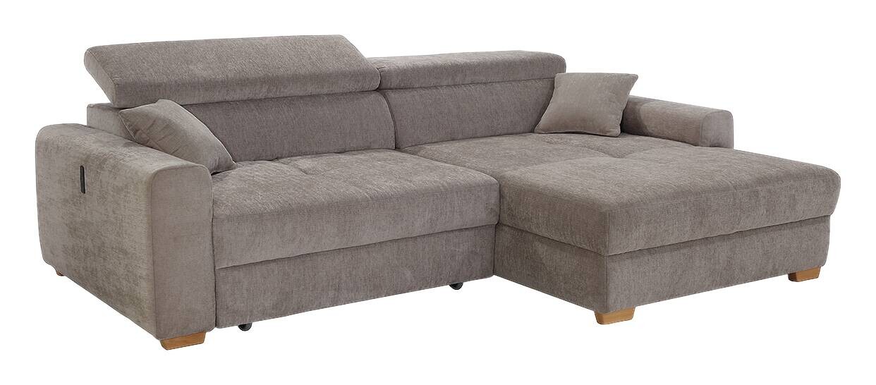 Ecksofa mit elektrischer XXL Sitztiefenverstellung taupe Flachgewebe B/H/T: ca. 277x109x187 cm