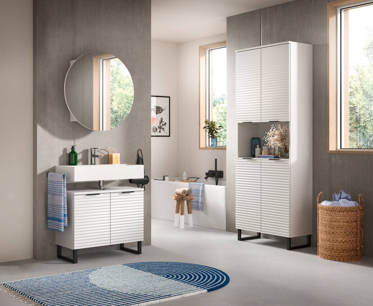 Badblock Riff weiß B/H/T: ca. 155x193x34 cm