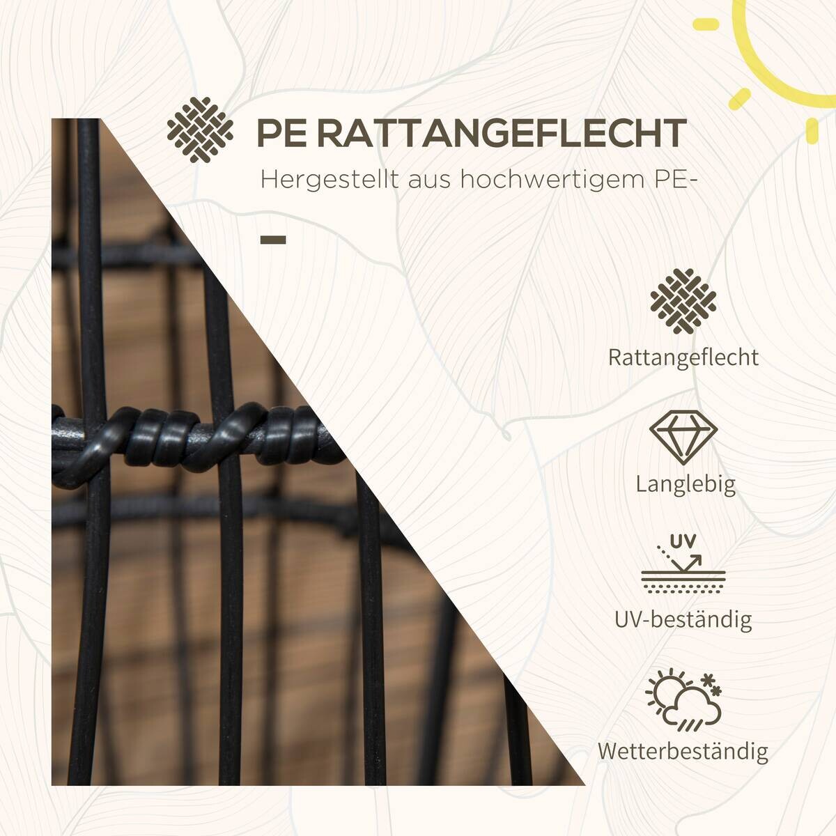 Solarleuchte 867-125V00BK schwarz Edelstahl Polypropylen Polyrattan B/H/L: ca. 34x34x56 cm