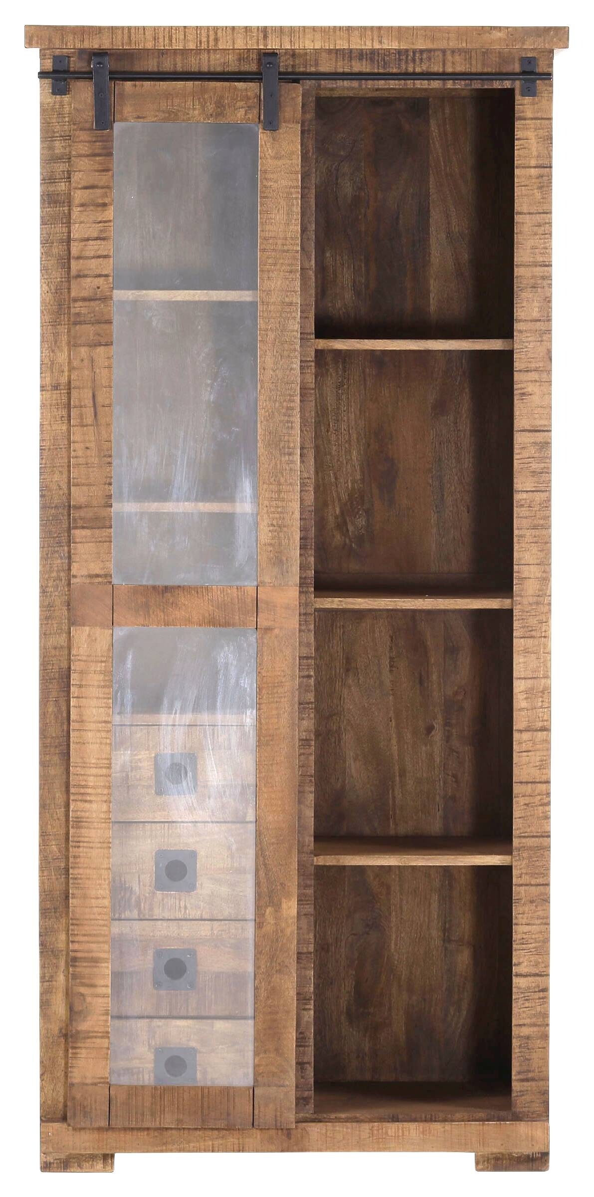 Vitrine Kongo sägerau natur B/H/T: ca. 90x190x47 cm