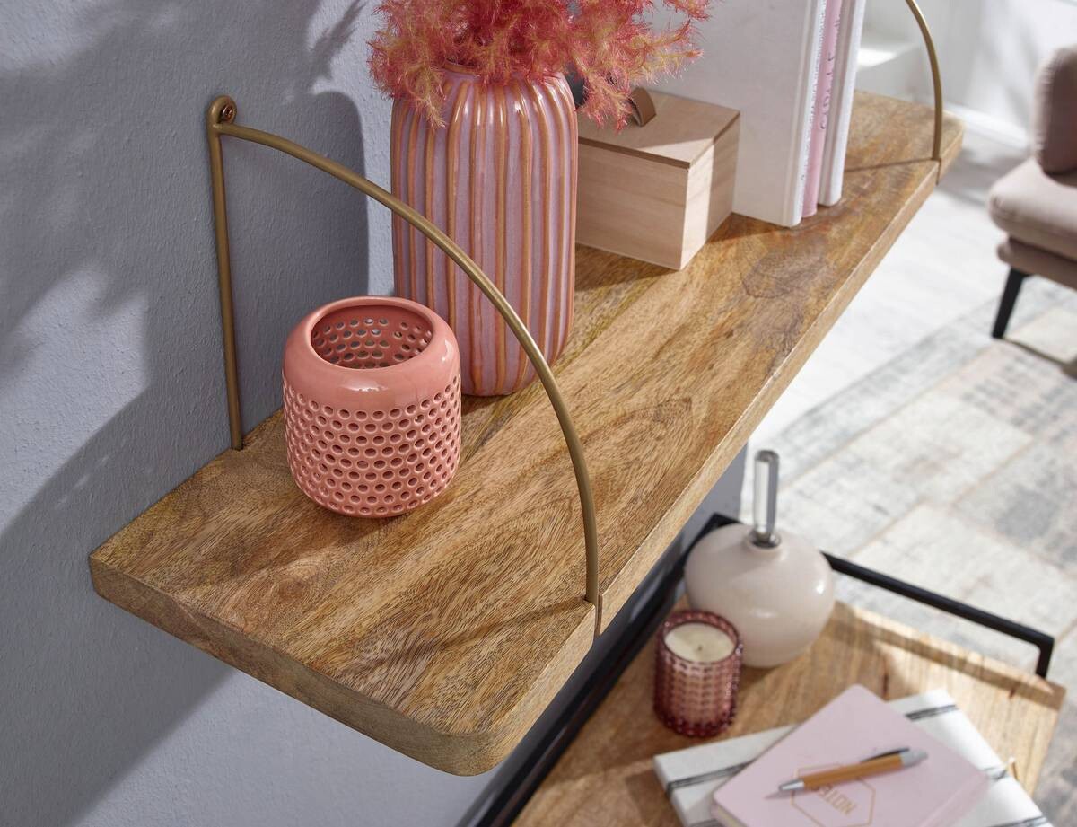 Wandregal braun Holz B/H/T: ca. 60x25x22 cm