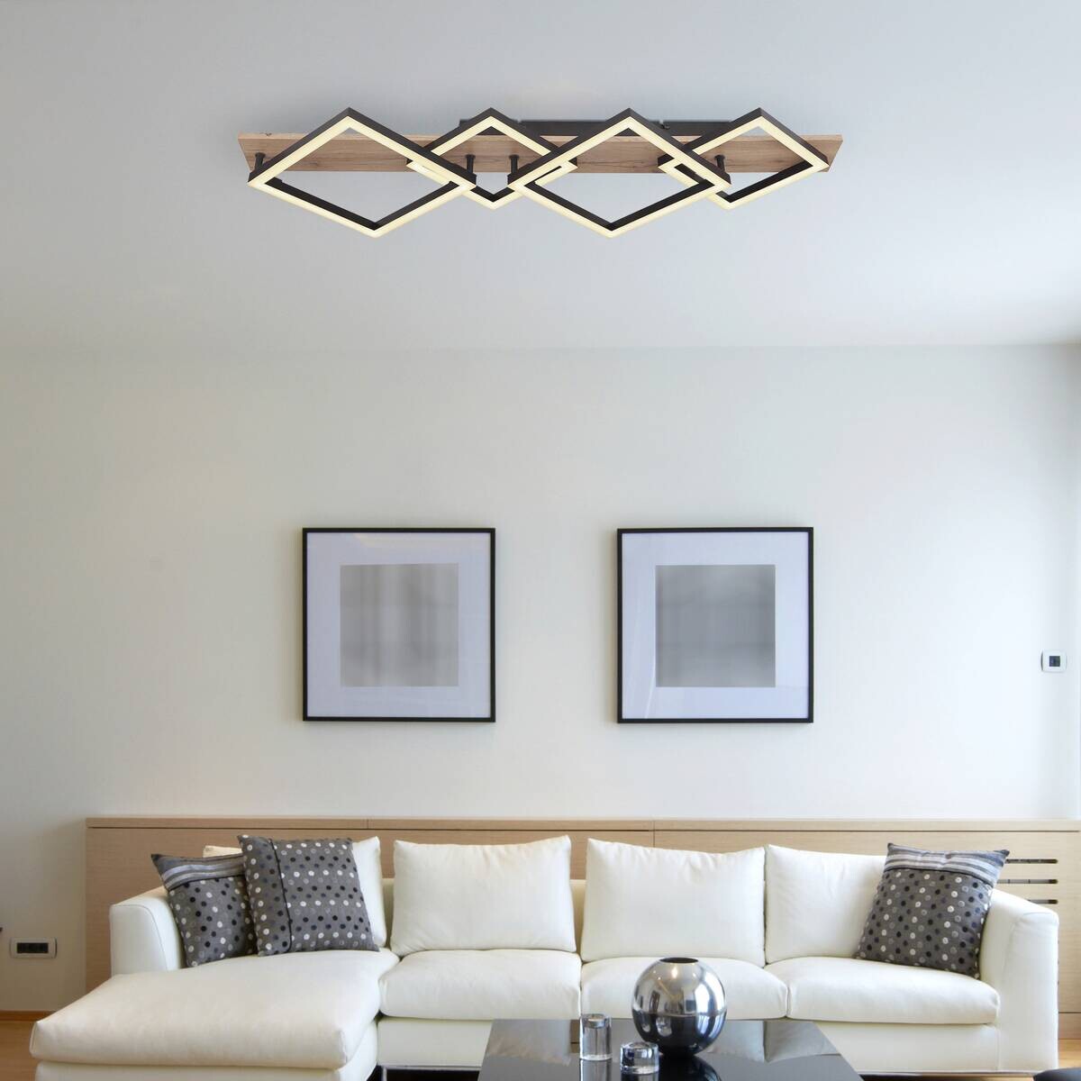 GLOBO LED-Deckenleuchte schwarz dunkelbraun Metall MDF Kunststoff B/H/T: ca. 31x8,5x82 cm