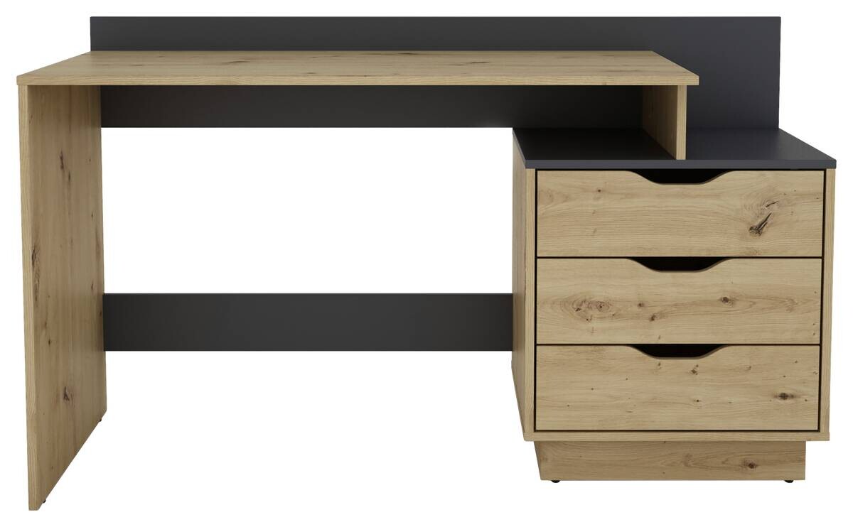 Schreibtisch BELFAST Eiche Artisan Nachbildung anthrazit B/H/T: ca. 138x83,5x51,5 cm