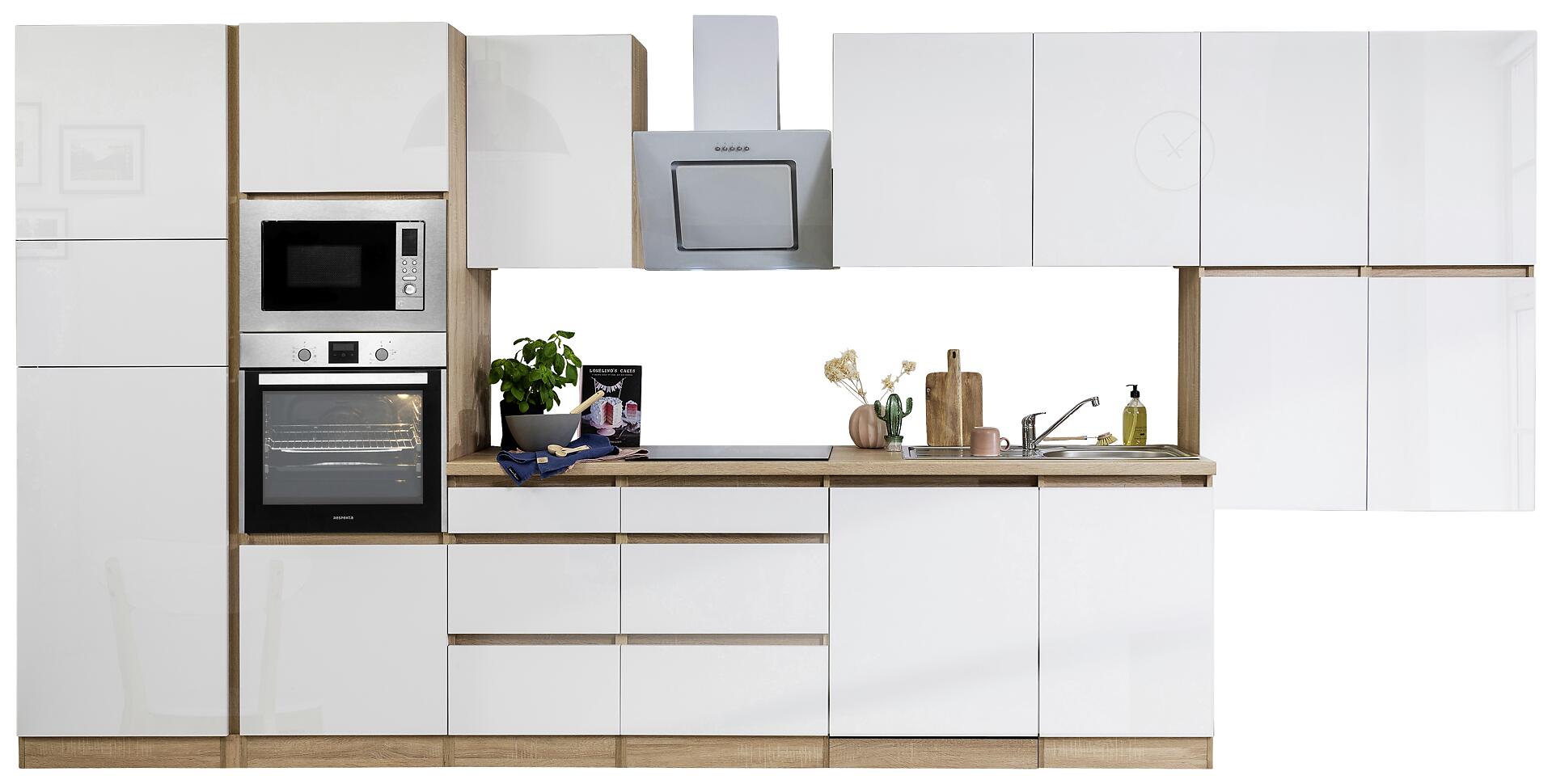 Respekta Küchenblock Premium weiß hochglänzend B/H/T: ca. 445x220,5x60 cm