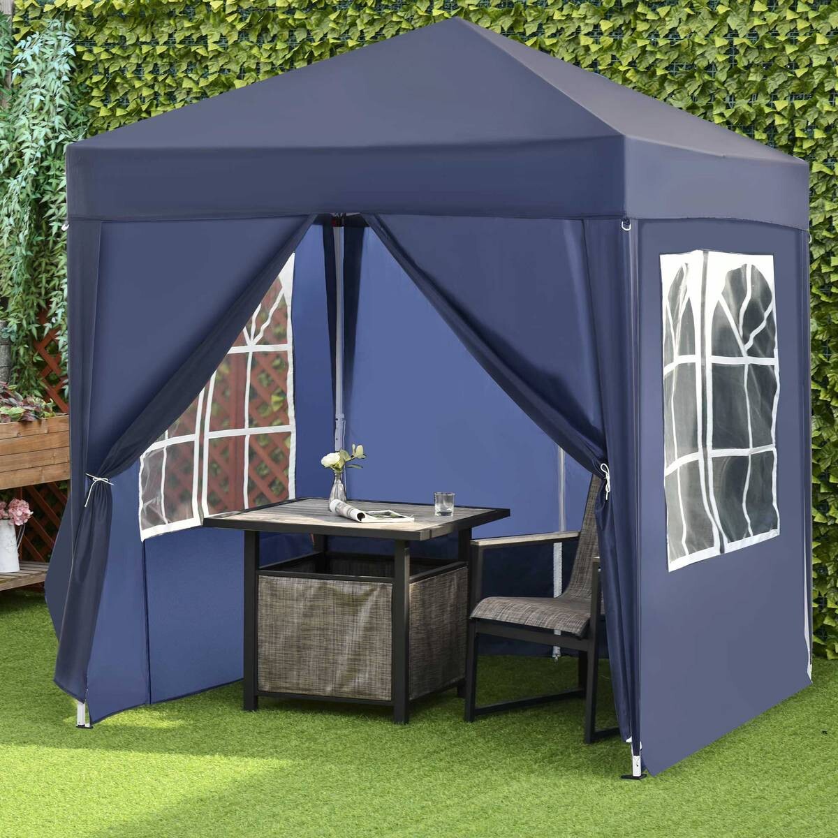 Outsunny Faltpavillon blau Stoff B/H/L: ca. 200x240x200 cm