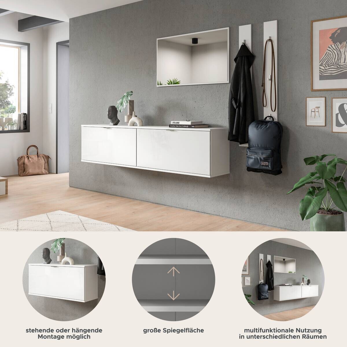 Garderobe PROJEKT X weiß weiß Hochglanz B/H/T: ca. 237x191x37 cm