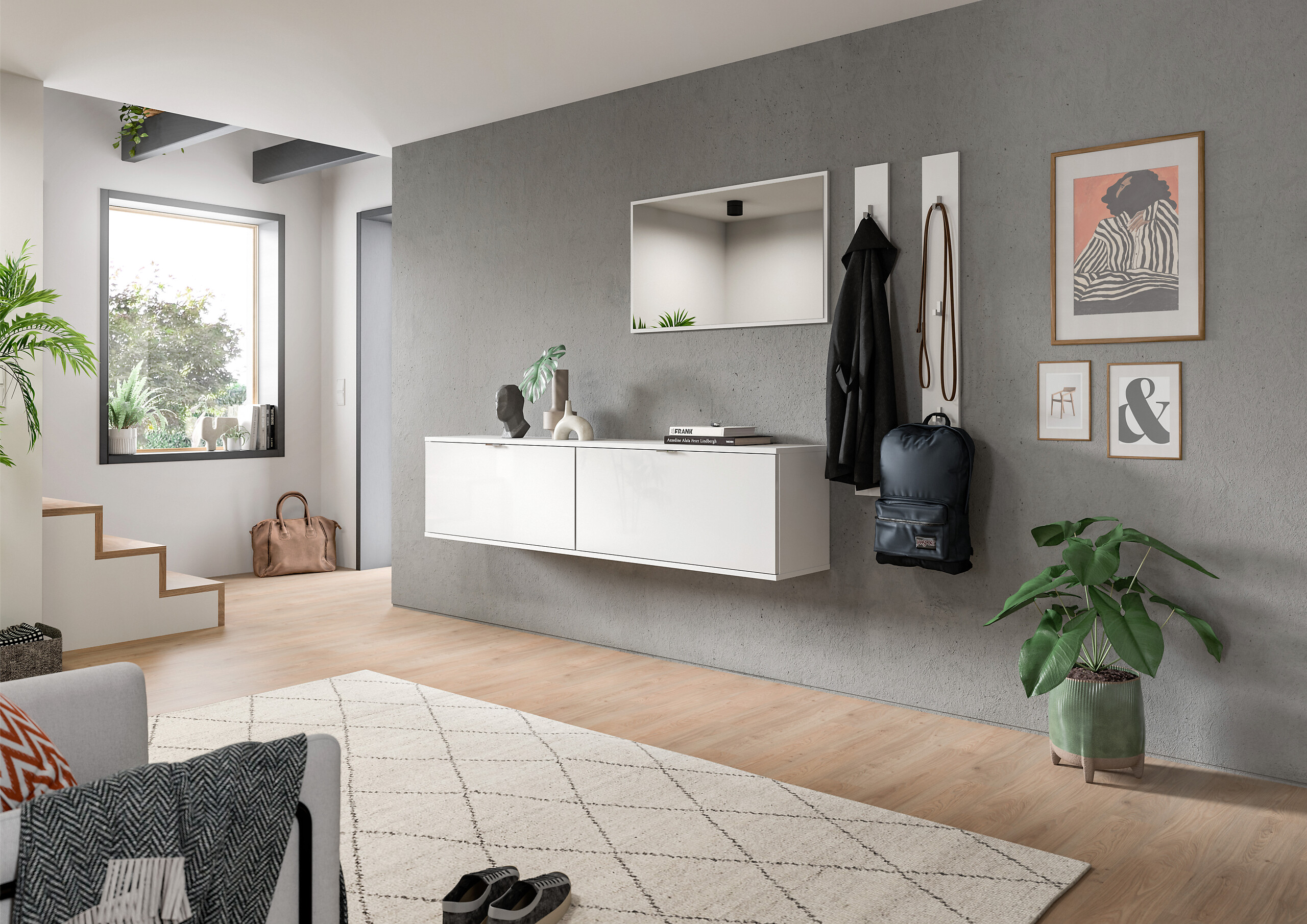 Garderobe PROJEKT X weiß weiß Hochglanz B/H/T: ca. 237x191x37 cm