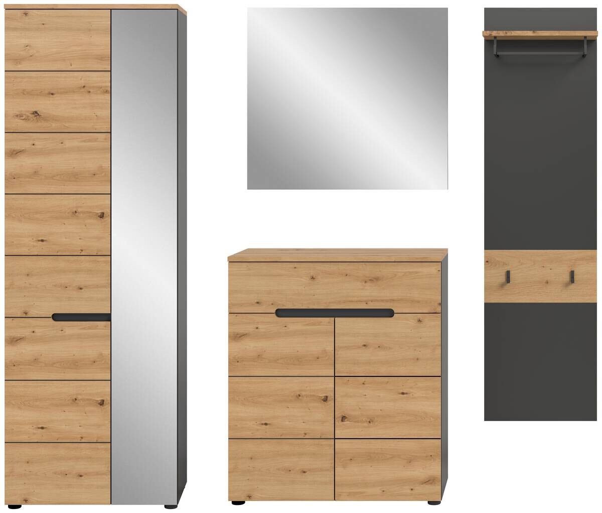 Garderobe Canu basaltgrau Nachbildung Artisan Nachbildung B/H/T: ca. 220x190x37 cm