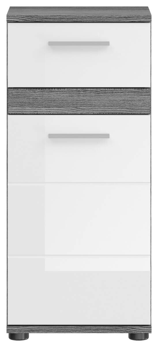 Badezimmer-Set BLAKE Rauchsilber Nachbildung weiß Hochglanz B/H/T: ca. 114x191x34 cm