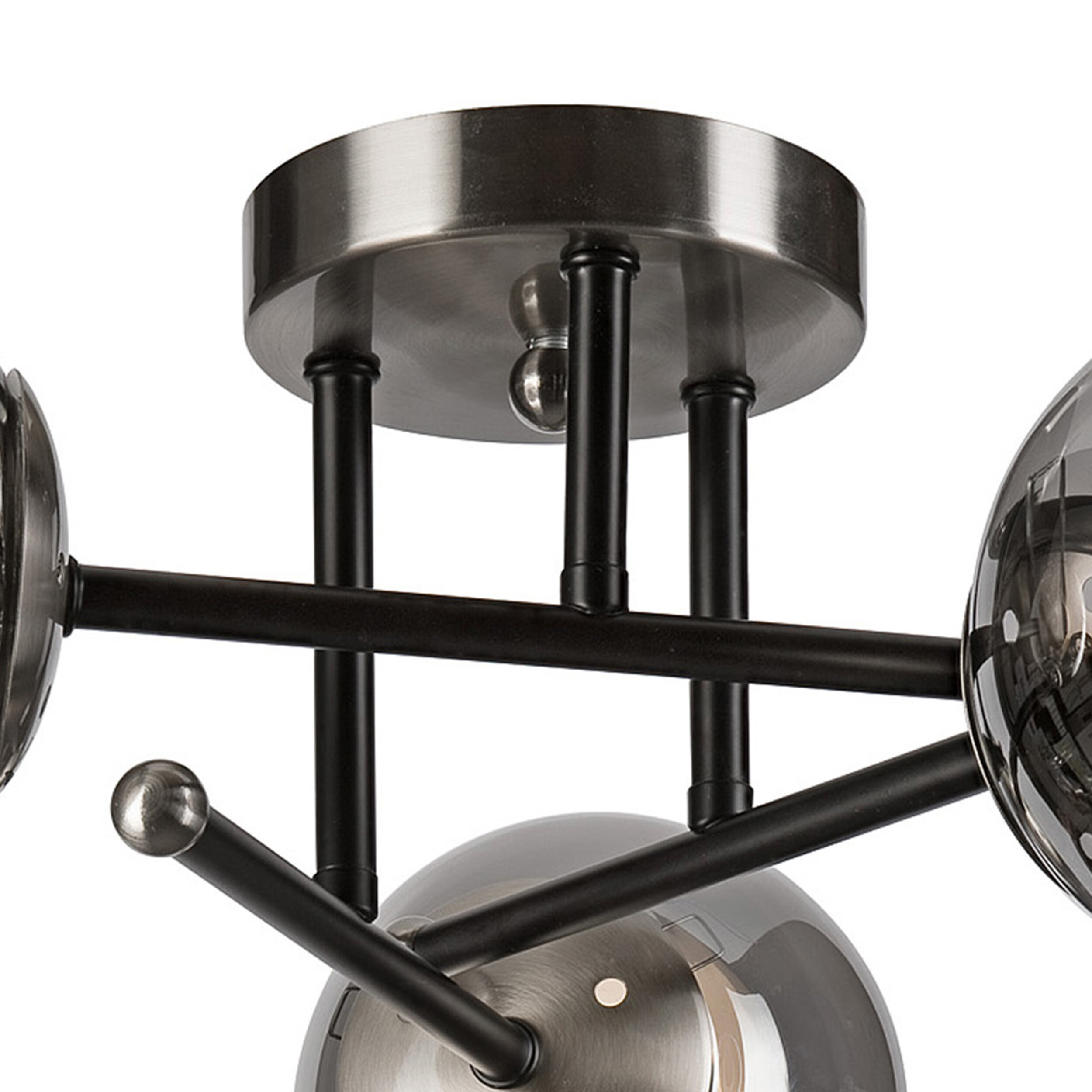 Lamkur Deckenleuchte Malena Chrom schwarz Glas Stahl B/H/L: ca. 39x19x39 cm E14 3 Brennstellen