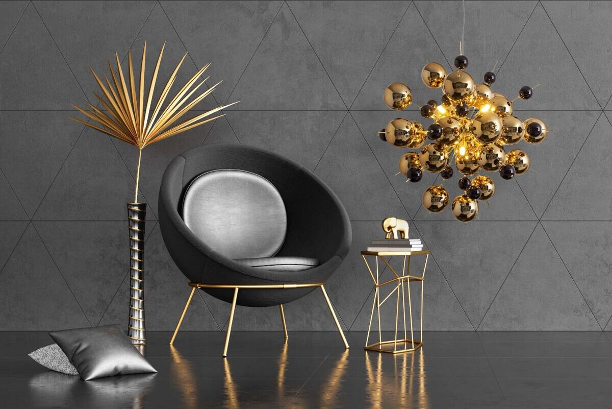 Näve Leuchten Pendelleuchte 7026458 gold Glas Metall B/H/T: ca. 65x150x65 cm G9 10 Brennstellen