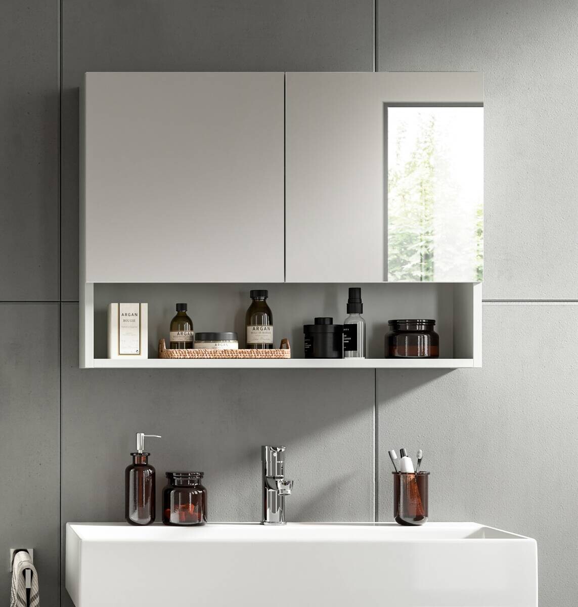 Spiegelschrank Copa hellgrau B/H/T: ca. 74x55x17 cm