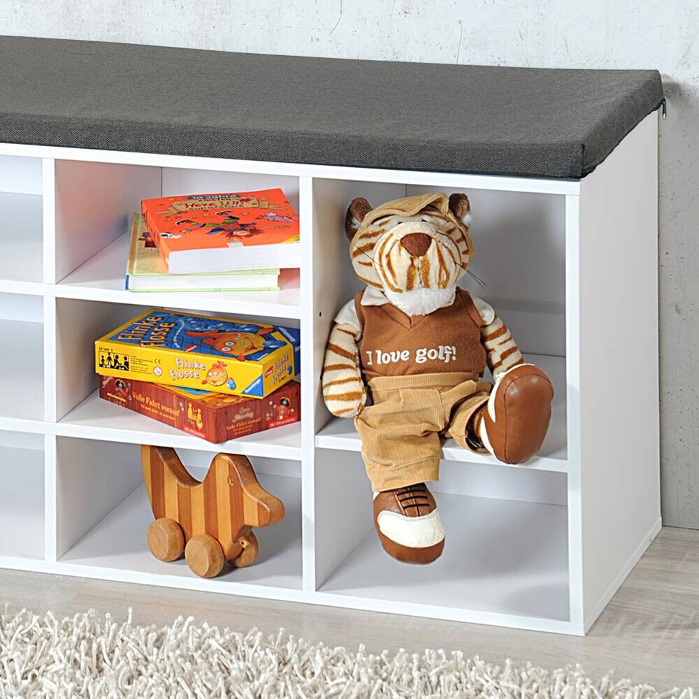 Kesper Schuhschrank mit Sitzkissen weiß Spanplatte B/H/L: ca. 29,5x48x103,5 cm