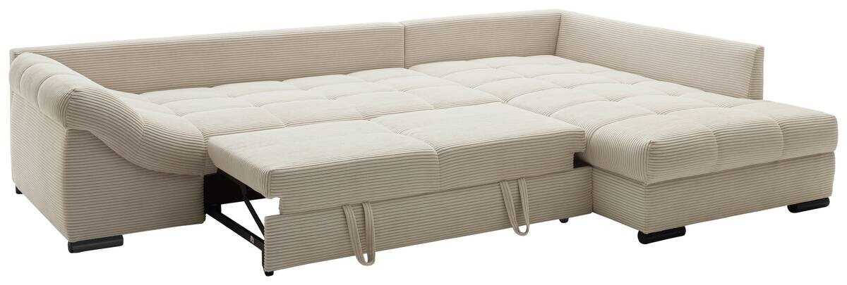 Ecksofa mit Bettfunktion natur Microfaser B/H/T: ca. 303x88x202 cm