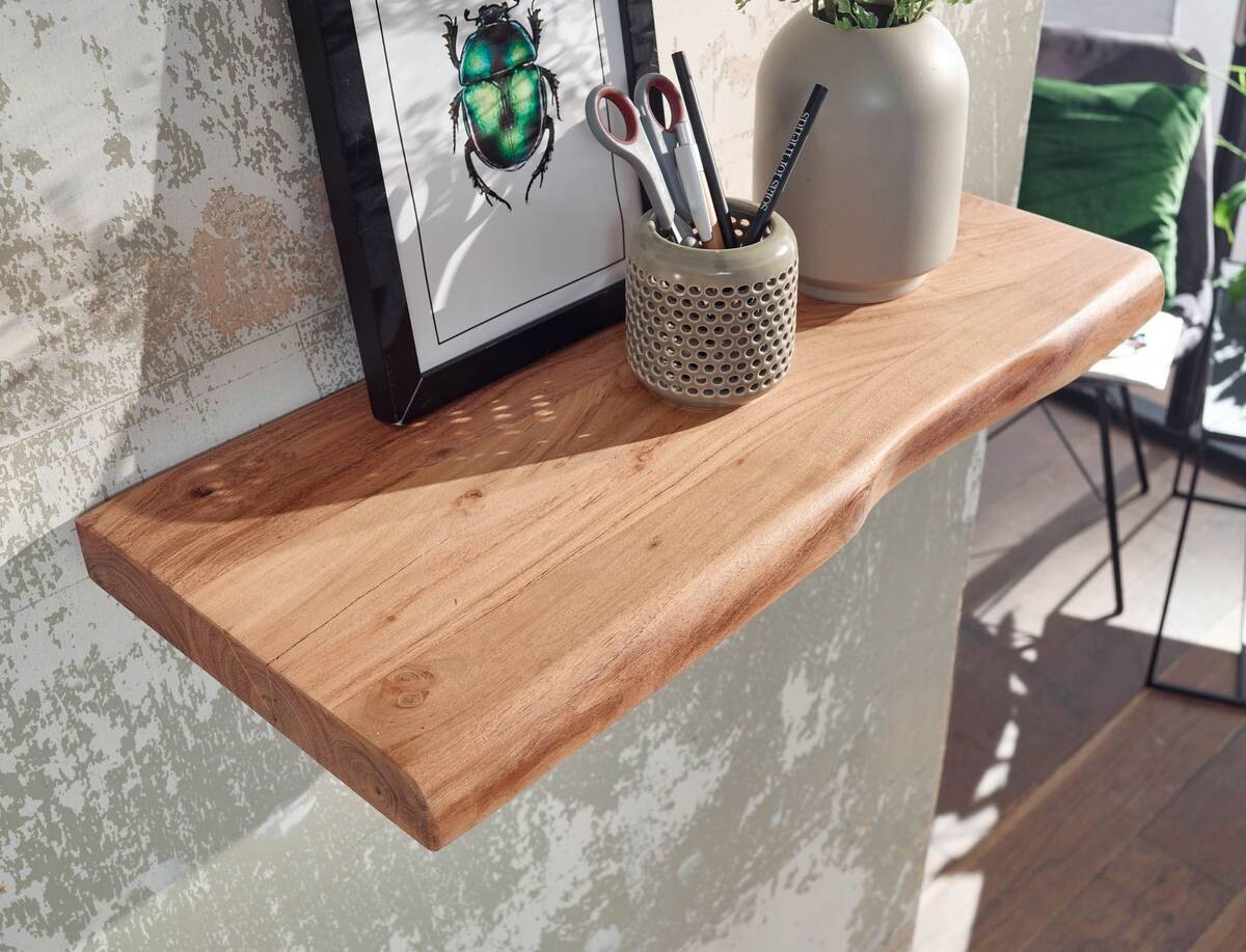 Wandregal braun Holz B/H/T: ca. 60x4x26 cm