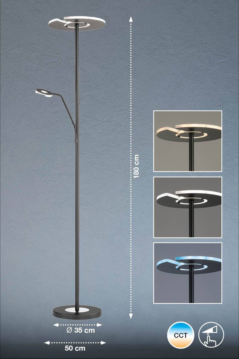 Fischer & Honsel LED-Stehleuchte 40318 Chrom schwarz Metall B/H/T: ca. 35x180x50 cm 1 Brennstellen