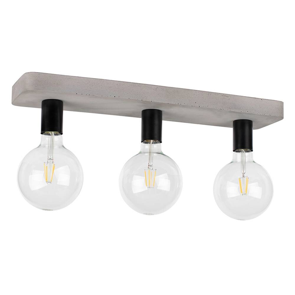 SPOT Light Deckenleuchte Fortan grau schwarz Beton Metall B/H/L: ca. 55x10x14 cm E27 3 Brennstellen