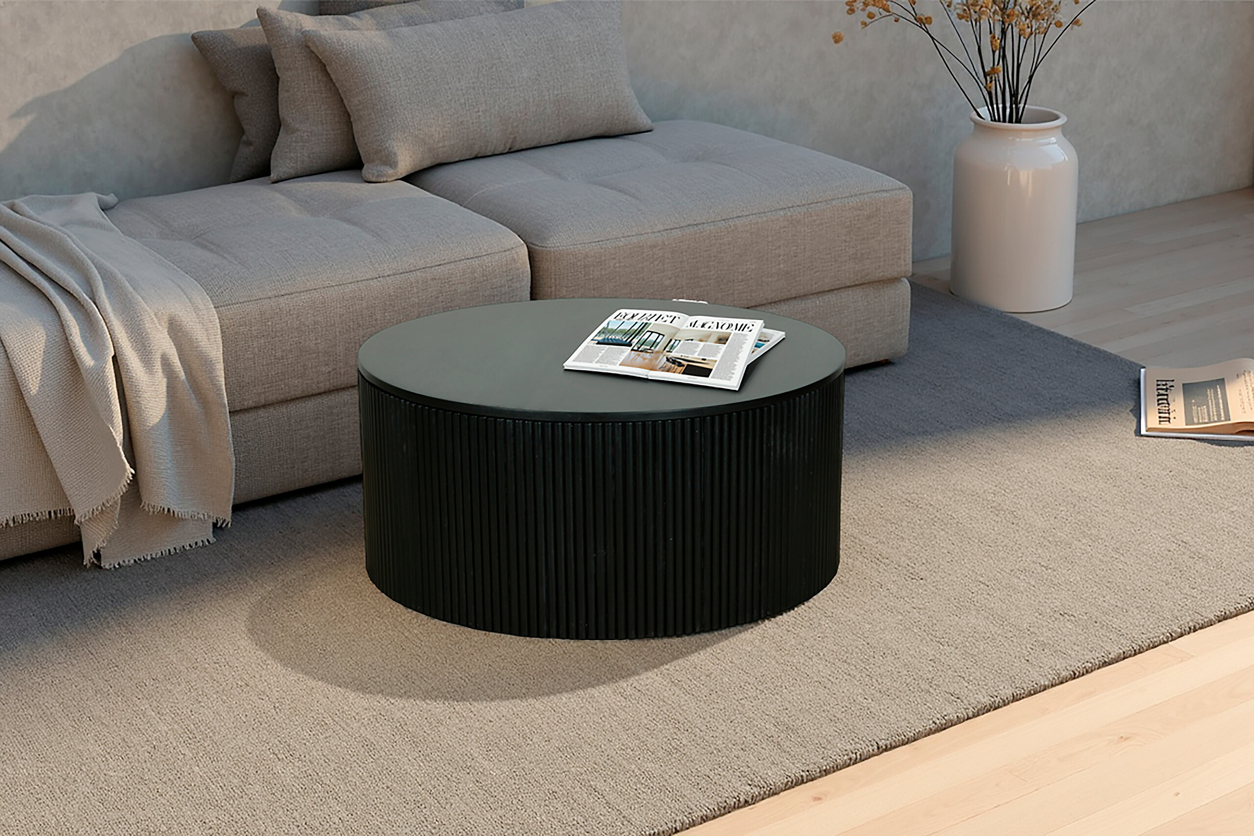 byLIVING Couchtisch OWEN schwarz Mango H/D: ca. 36x80 cm