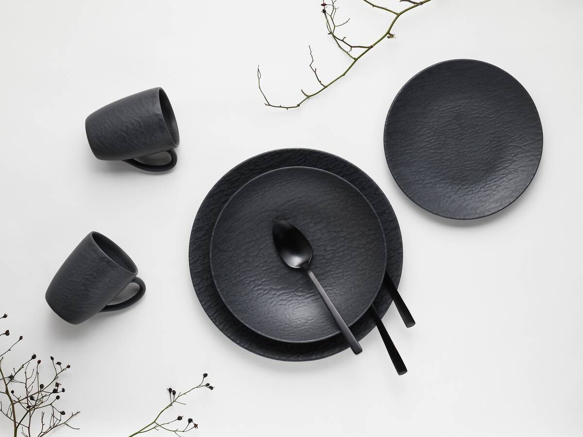 CreaTable Kaffeebecherset Rondo Schiefer schwarz Steinzeug