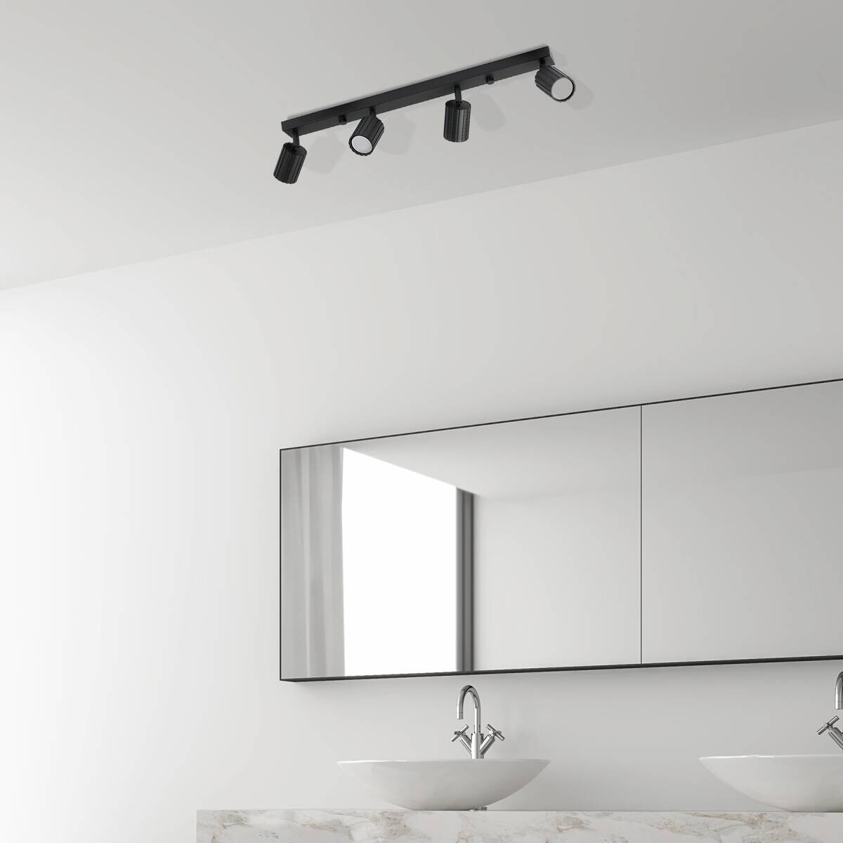 Lamkur Strahler Prisma schwarz Stahl B/H/L: ca. 6,5x16,5x81 cm 4 Brennstellen