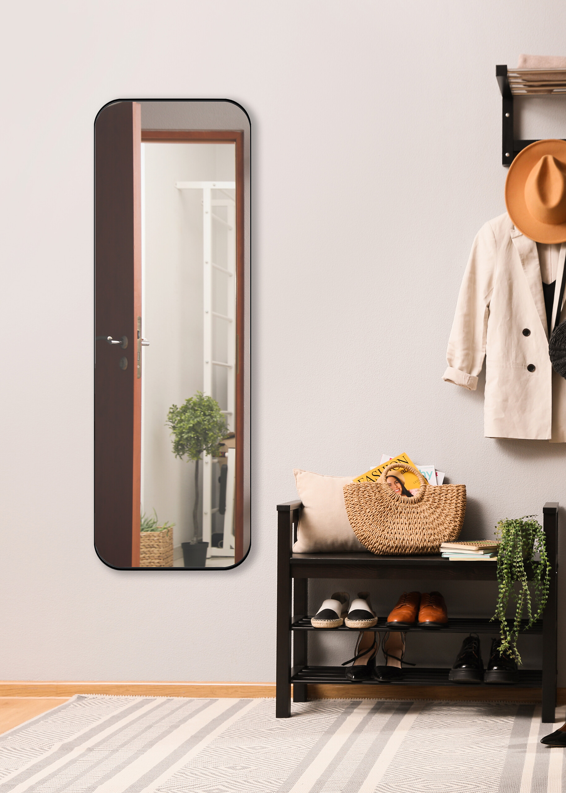 Metallspiegel Britta schwarz Metall B/H: ca. 50x150 cm