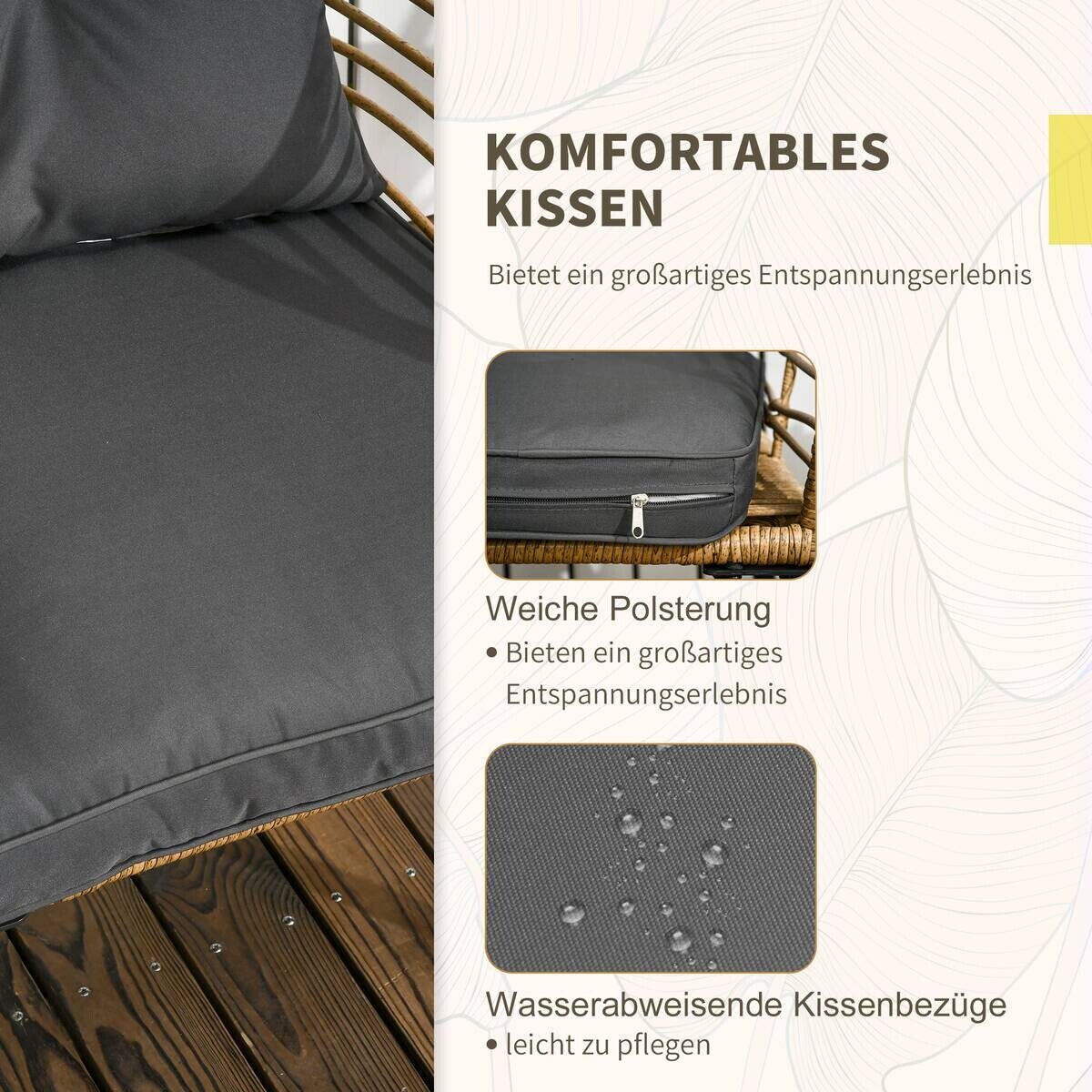 Outsunny Sitzgruppe dunkelgrau Edelstahl B/H/L: ca. 65x62x78 cm