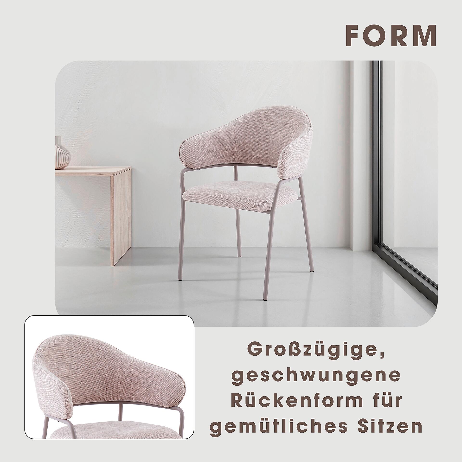 Stuhl CURVE, 2er-Set taupe Stoff B/H/T: ca. 60x86x58 cm