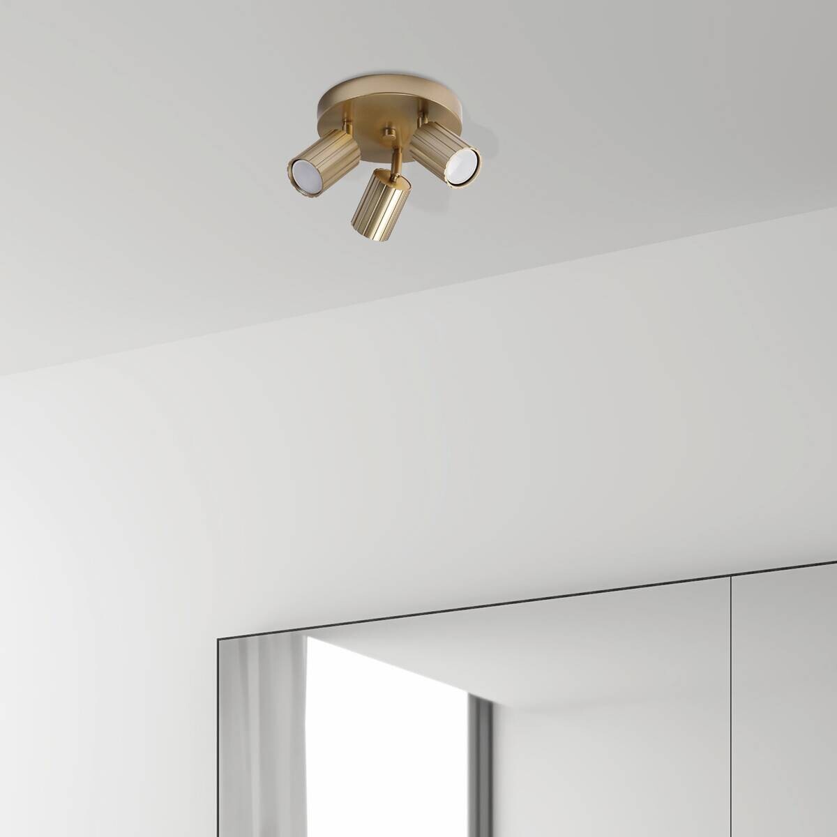 Lamkur Strahler Prisma gold Stahl B/H/L: ca. 18x19,5x18 cm 3 Brennstellen