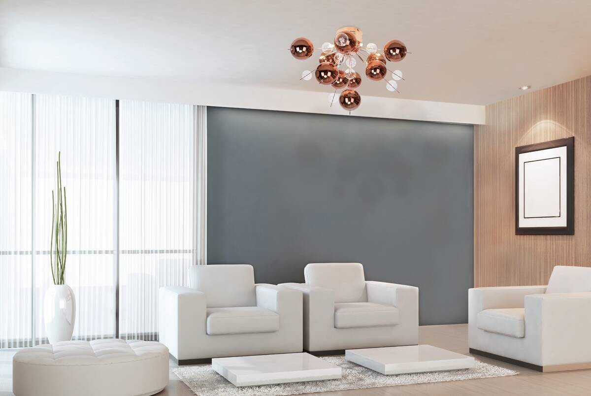 Näve Leuchten Deckenleuchte 1085147 Kupfer Glas Metall B/H/T: ca. 57x38x57 cm G9 6 Brennstellen