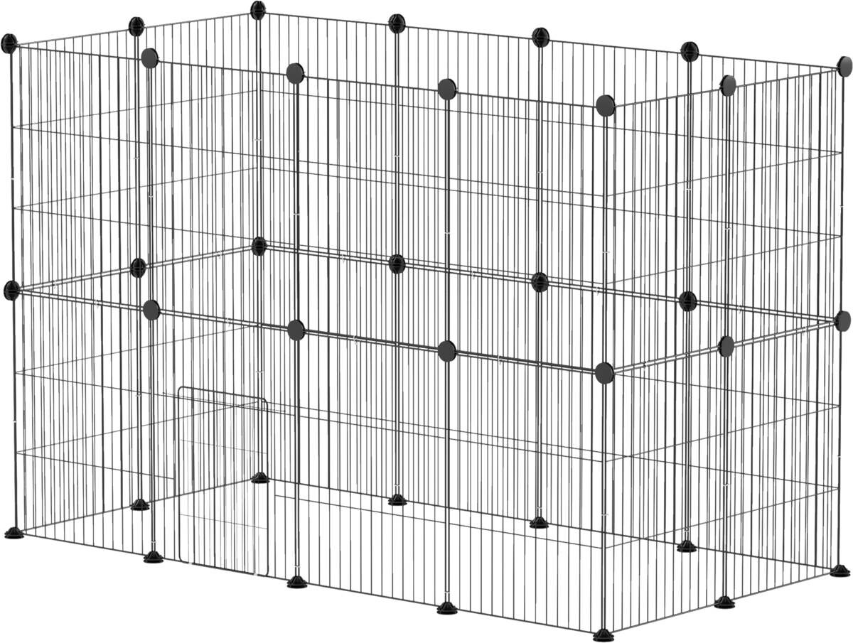PawHut Kleintiergehege schwarz Stahl B/H/L: ca. 60x80x120 cm