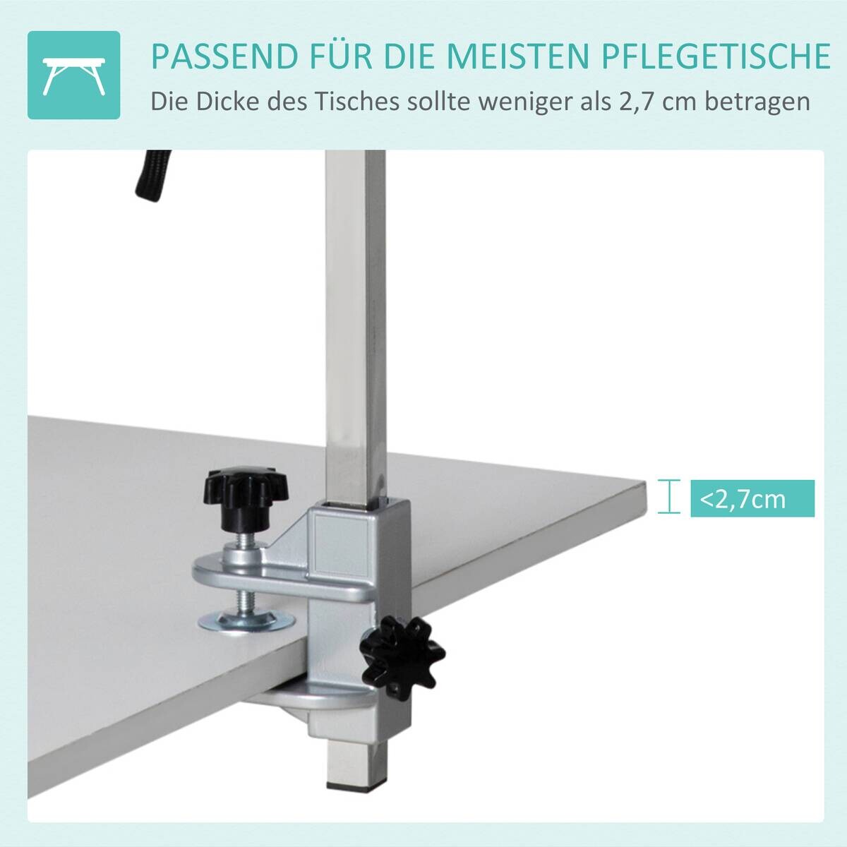 PawHut Haustier Fellpflege m. Klemme silber Aluminium B/H/L: ca. 8x36x74 cm