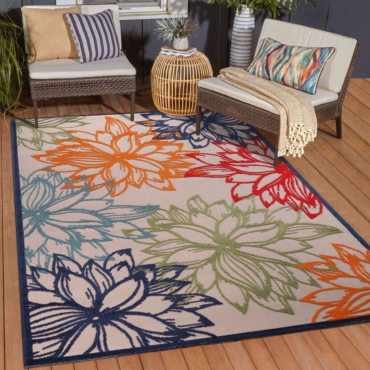 Sanat Outdoorteppich FLORAL bunt B/L: ca. 80x200 cm