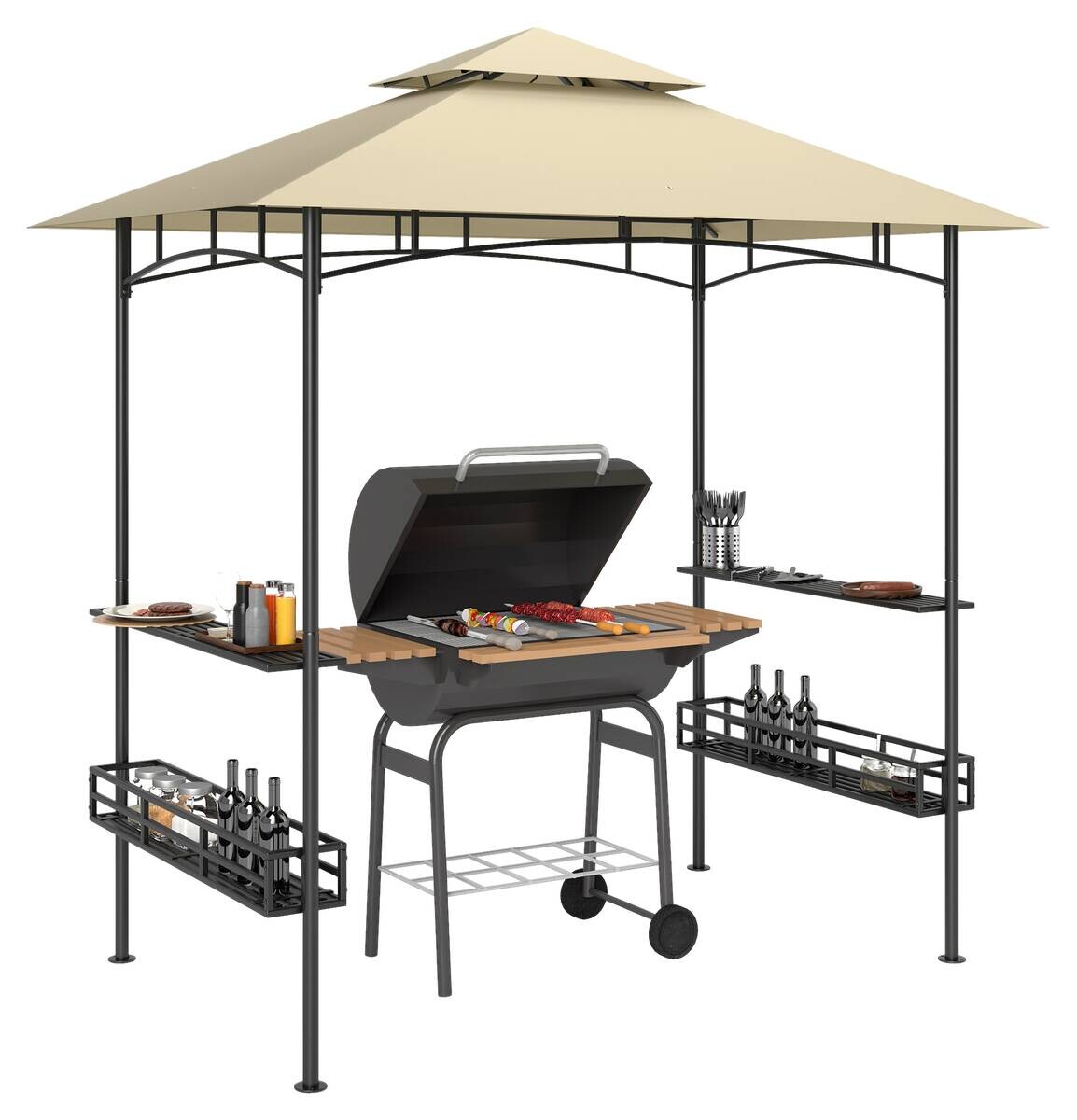 Outsunny Grillpavillon beige Stahl B/H/L: ca. 150x257x240 cm