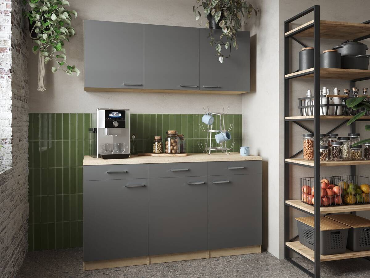 Anbauküchen-Set Merle grau B/H/T: ca. 150x200x60 cm