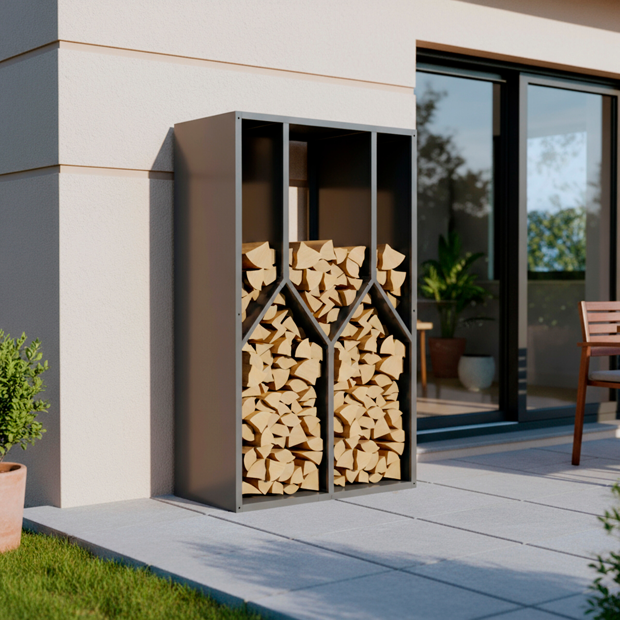 Westmann Kaminholzregal Castra anthrazit B/H/L: ca. 95x160x50 cm