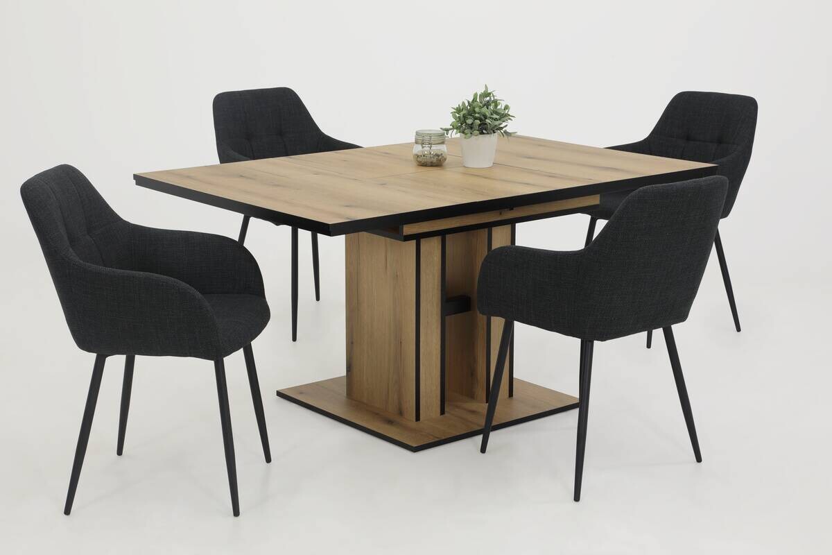 Armlehnstuhl Maria, 2er-Set anthrazit Microfaser Webstoff B/H/T: ca. 55x84x61 cm