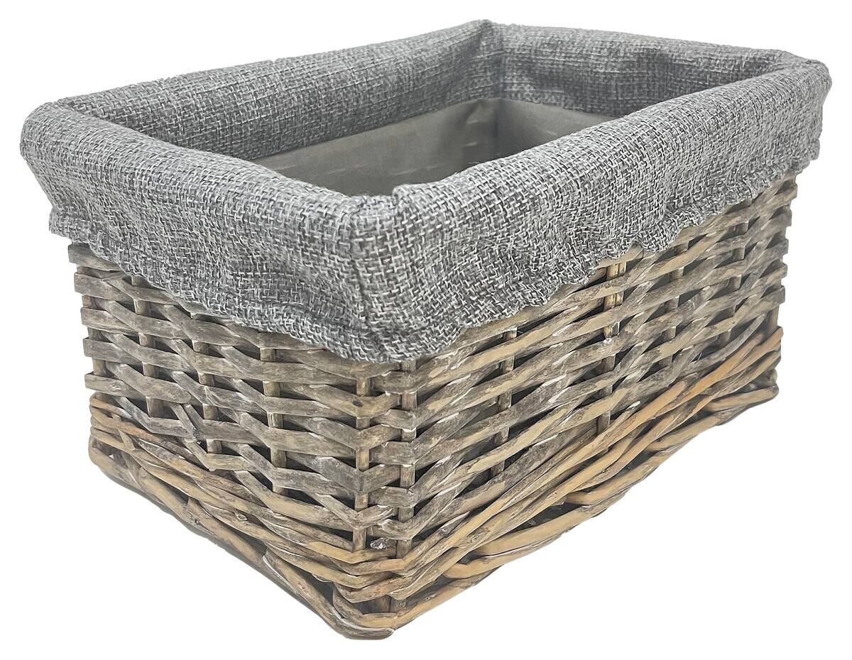Korb grau Weide B/H/L: ca. 18x12x24 cm