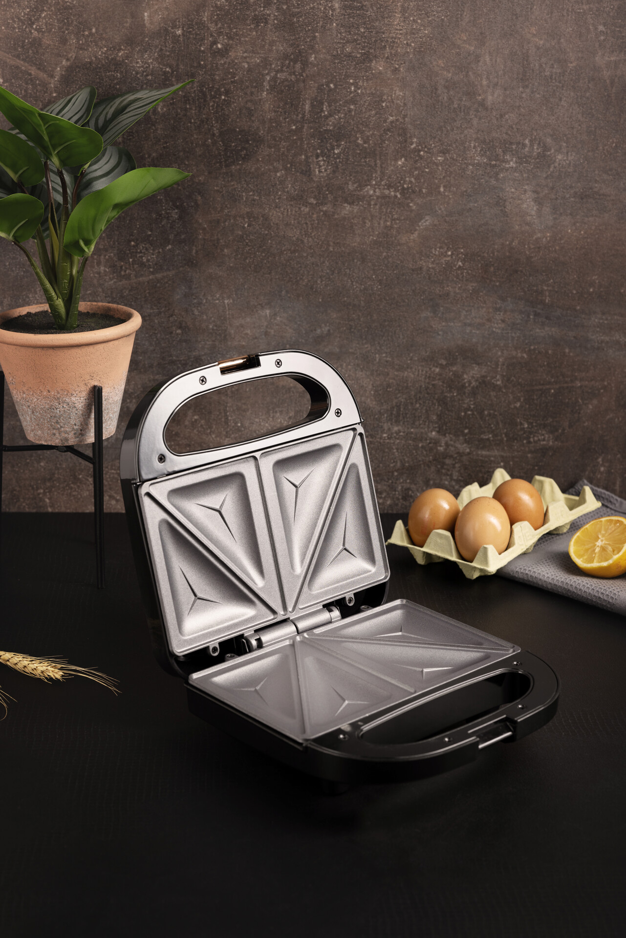 BERGNER Sandwichtoaster BG-53005-CP schwarz Kupfer Aluminium Kunststoff B/H/L: ca. 22x9x22 cm