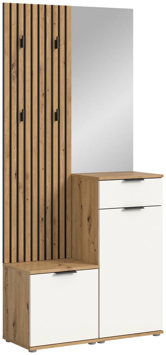 Garderobe Simple Eiche Artisan Nachbildung weiß B/H/T: ca. 88x195x35 cm Garderobe Simple Eiche Artisan Nachbildung weiß B/H/T: ca. 88x195x35 cm