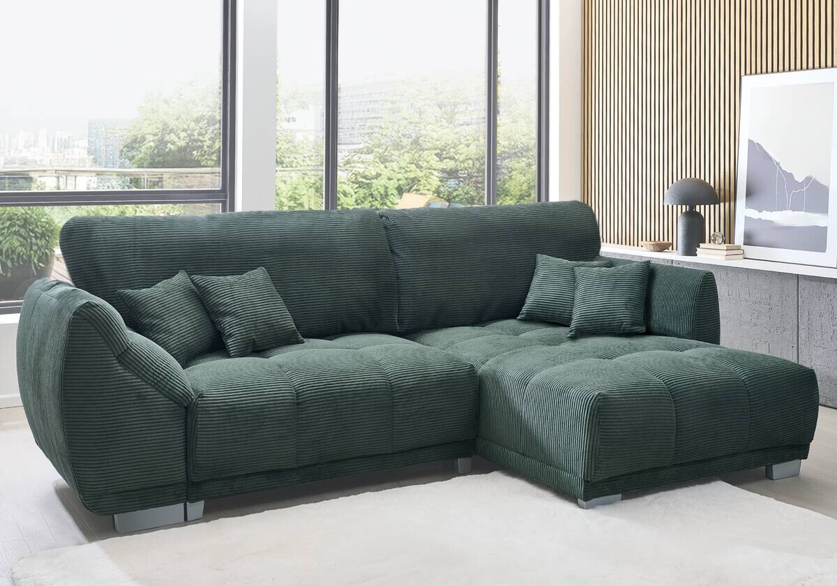 Ecksofa mit Bettfunktion und Bettkasten olive Microfaser B/H/T: ca. 288x78x179 cm Ecksofa mit Bettfunktion und Bettkasten olive Microfaser B/H/T: ca. 288x78x179 cm