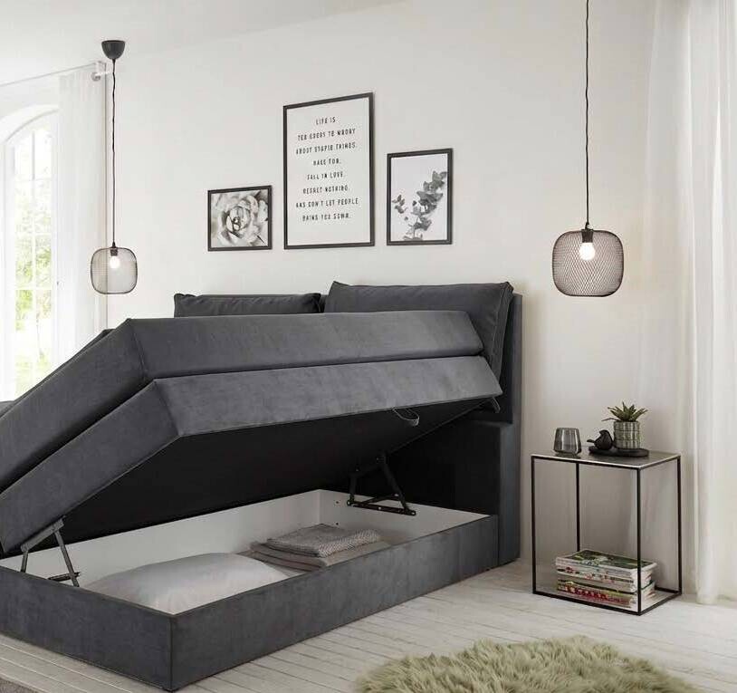 Boxspringbett Lissy graubraun Liegefläche B/L: ca. 140x200 cm