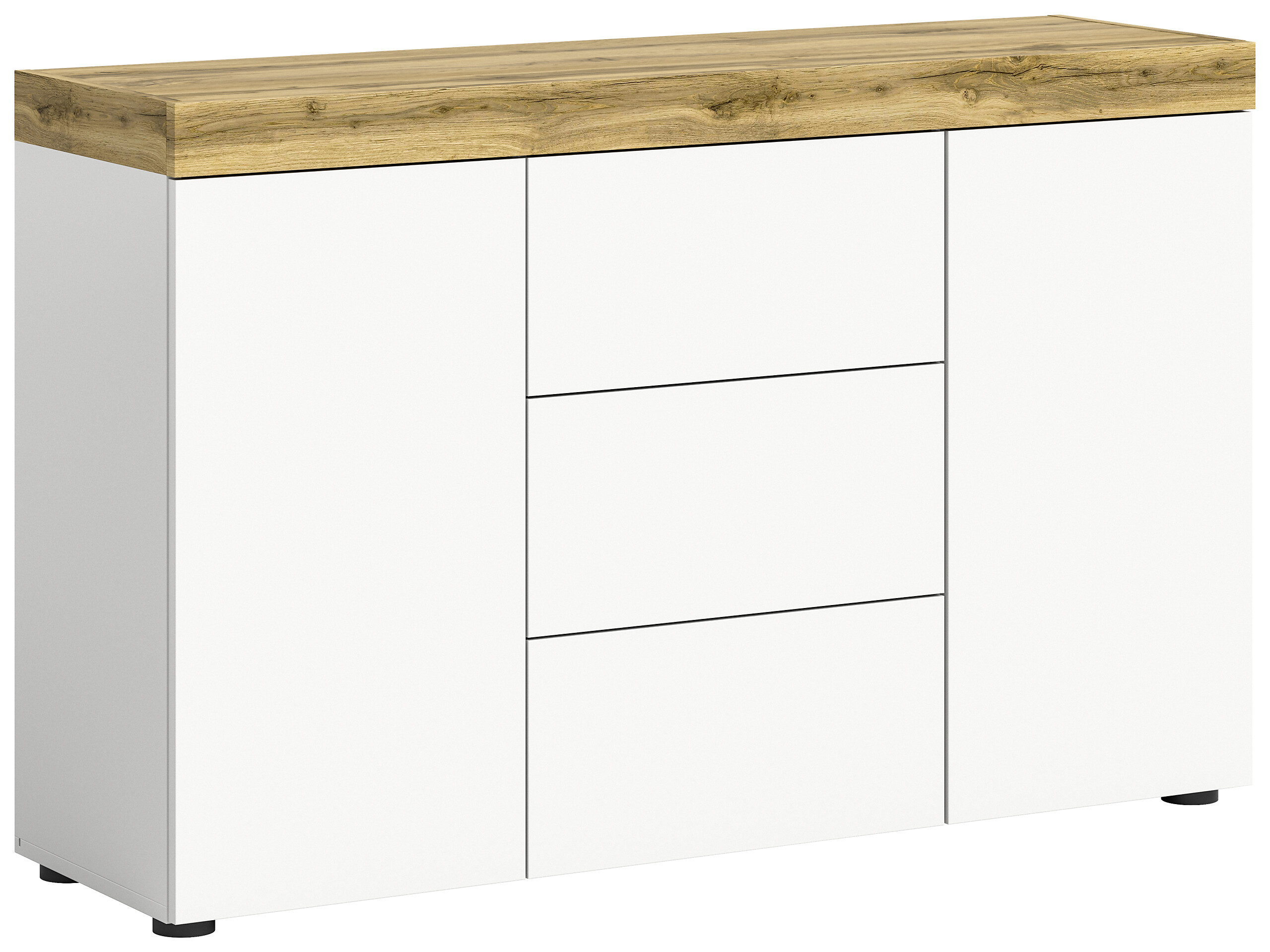 Sideboard Sugar weiß Eiche Wotan Nachbildung B/H/T: ca. 125x80x37 cm