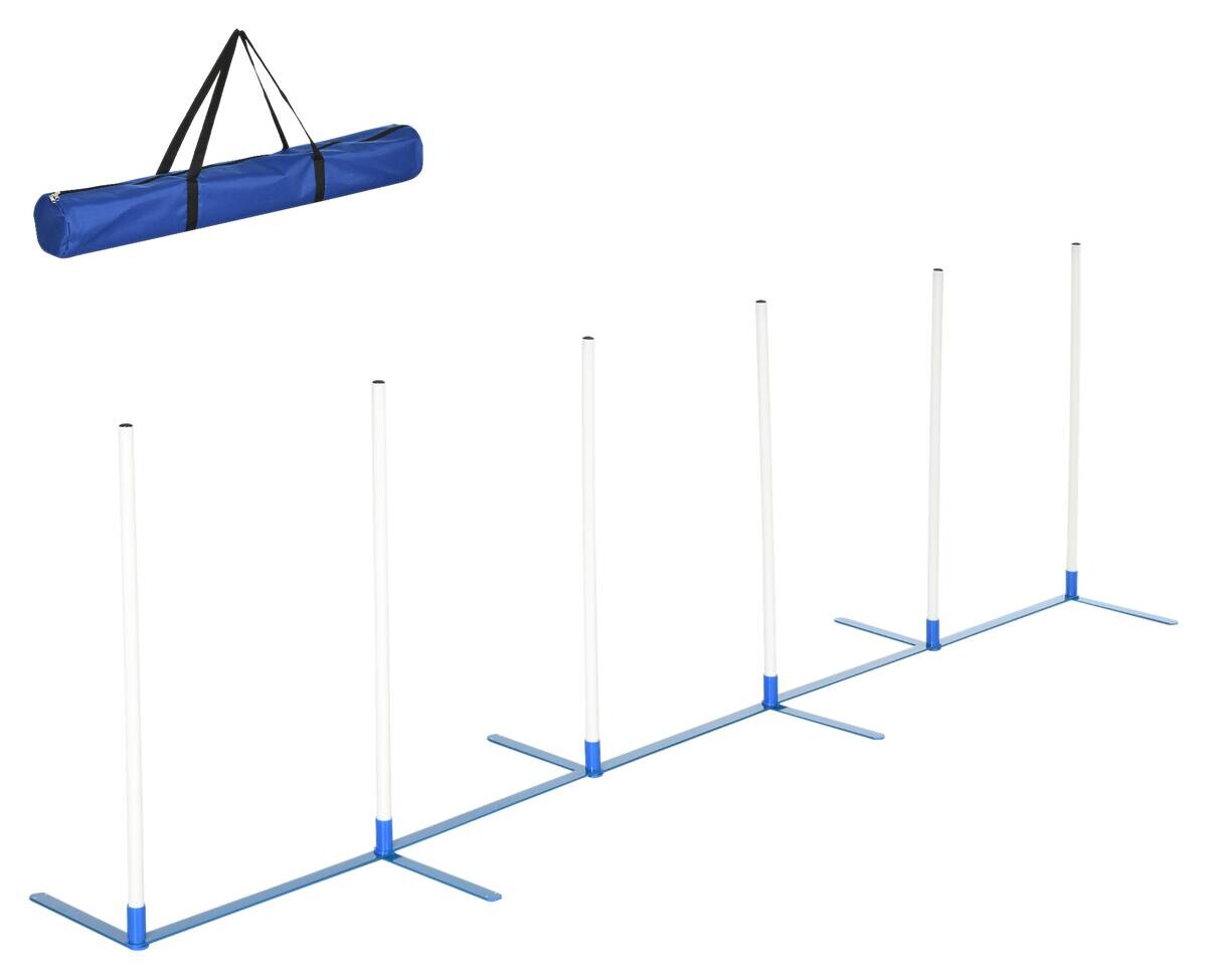 PawHut Hunde-Agility-Set blau Kunststoff B/H/L: ca. 60x94x305 cm