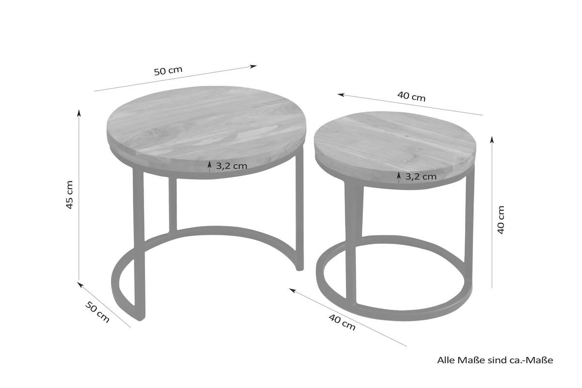 Beistelltisch SELMA natur schwarz Akazie Metall